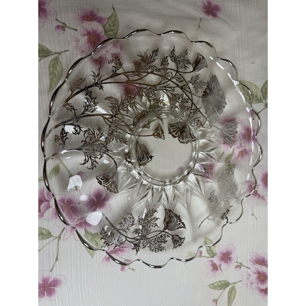 Silver City Flanders Clear Rolled Edge 14" Torte Plate With Center Foot